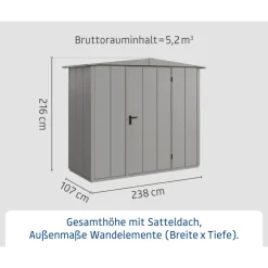 EcoStar Gerätehaus Elegant-STyp 1RAL9007 1 flg