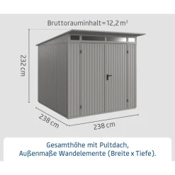 EcoStar Gerätehaus Trend-PTyp 2RAL9007 2 flg