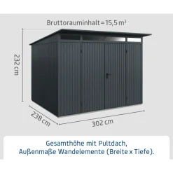 EcoStar Gerätehaus Trend-PTyp 3RAL7016 2 flg
