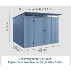 EcoStar Gerätehaus Trend-PTyp 3RAL5014 2 flg