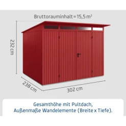 EcoStar Gerätehaus Trend-PTyp 3RAL3004 2 flg