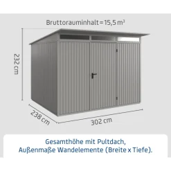 EcoStar Gerätehaus Trend-PTyp 3RAL9007 1 flg