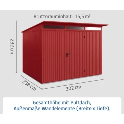 EcoStar Gerätehaus Trend-PTyp 3RAL3004 1 flg