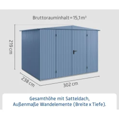 EcoStar Gerätehaus Trend-STyp 3RAL5014 2 flg