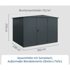 EcoStar Gerätehaus Trend-STyp 3RAL7016 1 flg