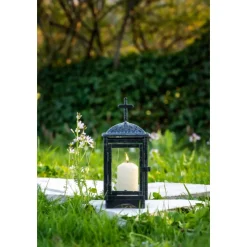 Flower Power Grablaterne RUBI schwarz Glas Metall (ohne Kerze)