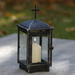 Flower Power Grablaterne RUBI schwarz Glas Metall (ohne Kerze)