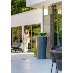 Garantia Regentonne Stone 2in1 210 Liter lava inkl. Pflanzschale