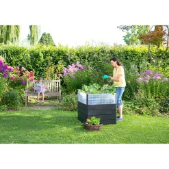 Garantia Hochbeet Ergo Quadro Turbo 75 mit Wachstumsmodul 420 L grau