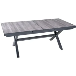 Garden Pleasure Ausziehtisch RANA Alu, dunkelgrau / Keramik, Eiche-Optik