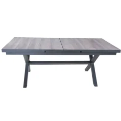 Garden Pleasure Ausziehtisch RANA Alu, dunkelgrau / Keramik, Eiche-Optik
