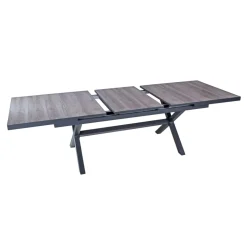 Garden Pleasure Ausziehtisch RANA Alu, dunkelgrau / Keramik, Eiche-Optik