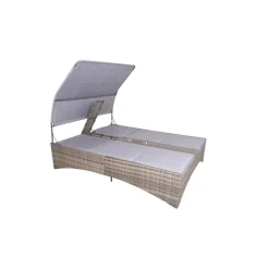 Garden Pleasure Doppelliege PESCARA Stahl, Kunststoffgeflecht, grau, schwarz