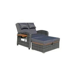 Garden Pleasure Funktionssofa BARI Stahl, Kunststoffgeflecht, Akazie