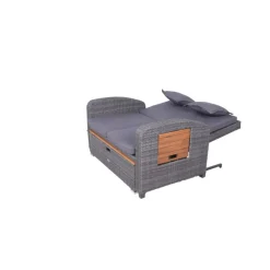 Garden Pleasure Funktionssofa BARI Stahl, Kunststoffgeflecht, Akazie