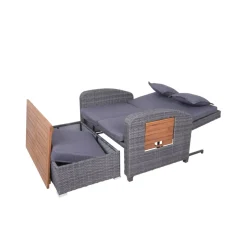 Garden Pleasure Funktionssofa BARI Stahl, Kunststoffgeflecht, Akazie