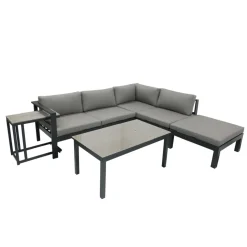Garden Pleasure Lounge-Eckgruppe MIRANDA, 5-tlg. Alu / Olefin / Nonwood, grau