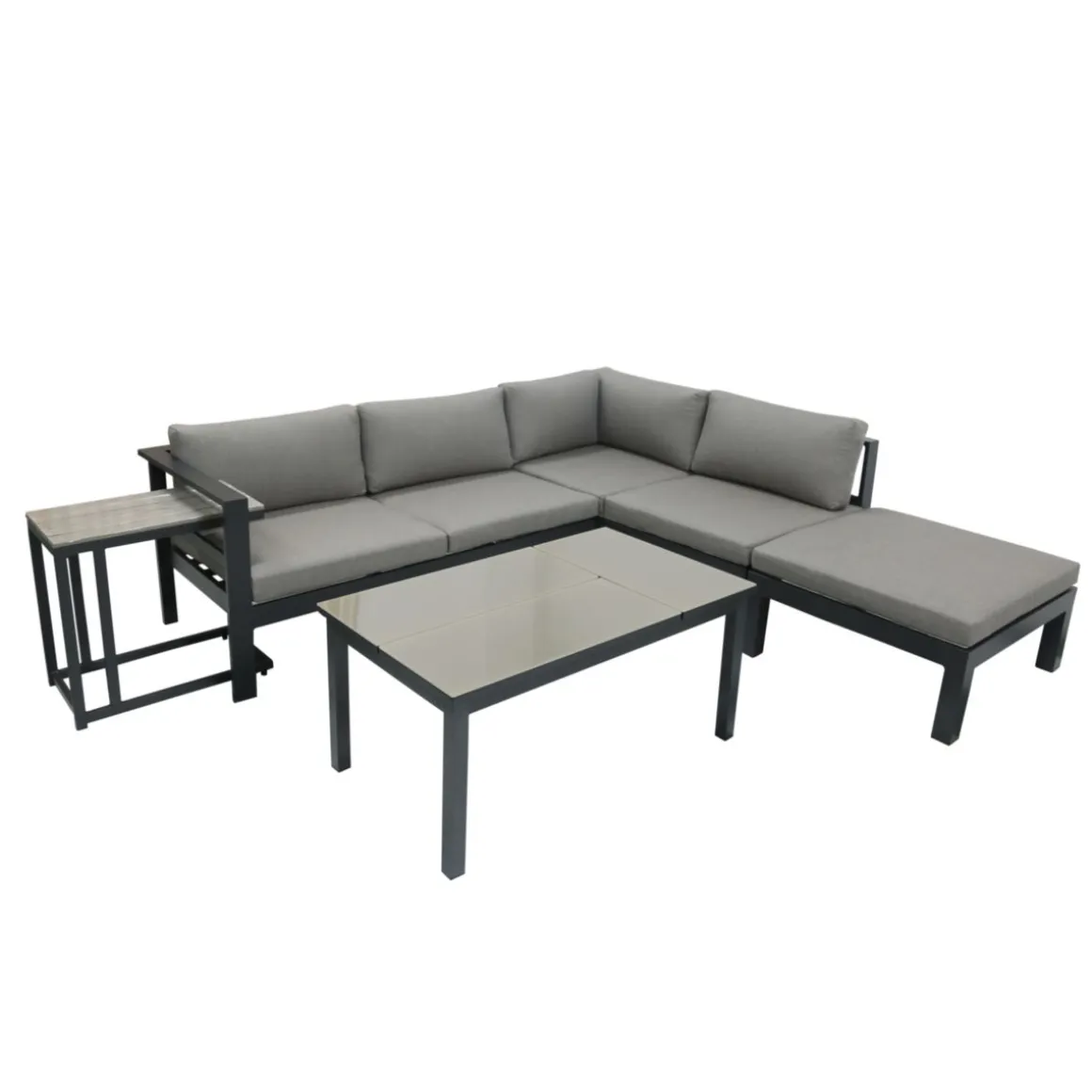 Garden Pleasure Lounge-Eckgruppe MIRANDA, 5-tlg. Alu / Olefin / Nonwood, grau