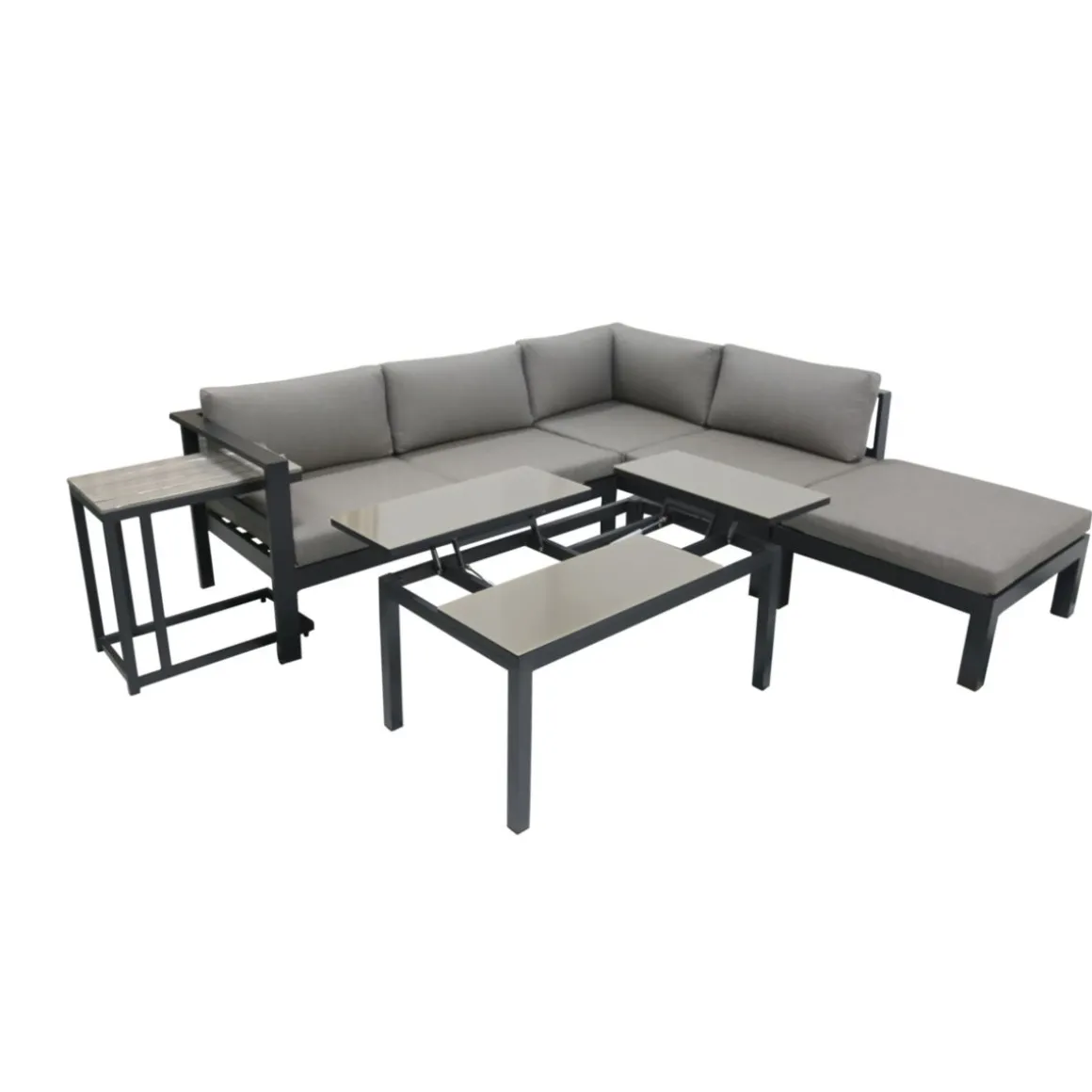 Garden Pleasure Lounge-Eckgruppe MIRANDA, 5-tlg. Alu / Olefin / Nonwood, grau