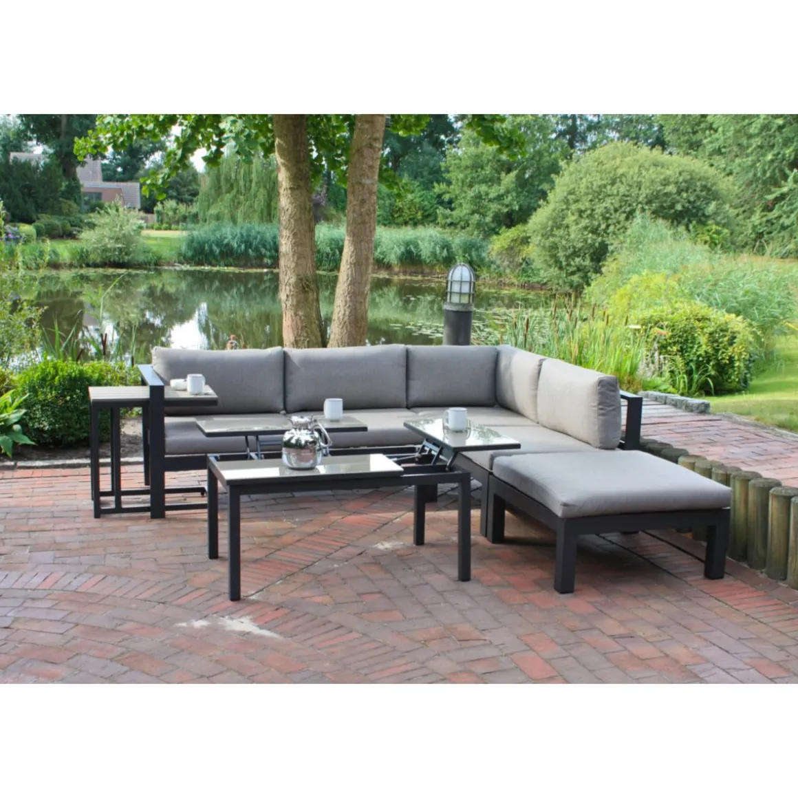 Garden Pleasure Lounge-Eckgruppe MIRANDA, 5-tlg. Alu / Olefin / Nonwood, grau