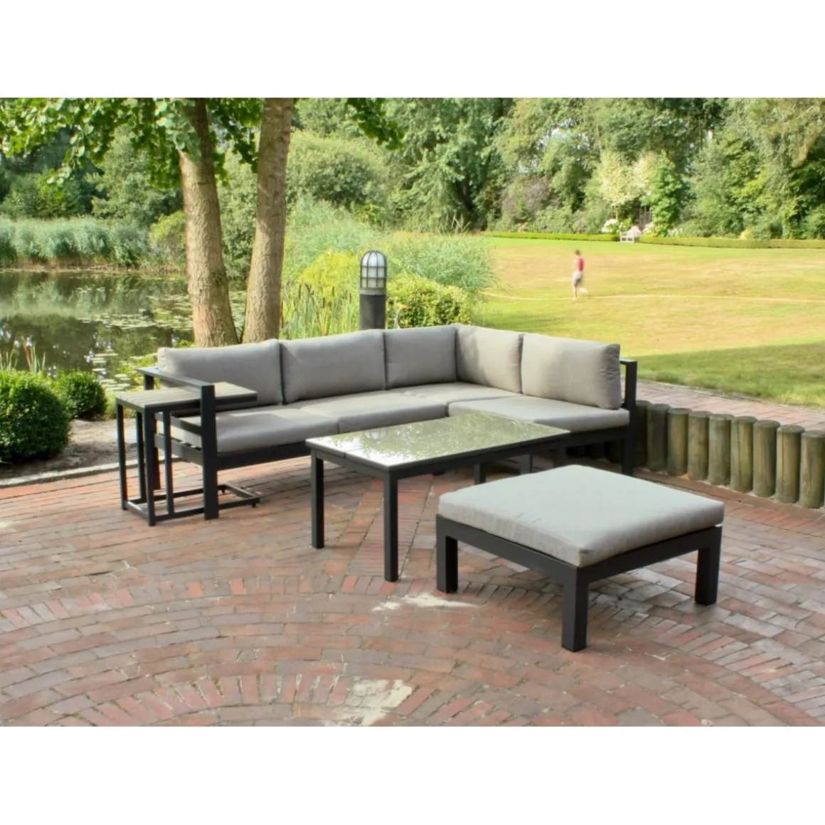 Garden Pleasure Lounge-Eckgruppe MIRANDA, 5-tlg. Alu / Olefin / Nonwood, grau