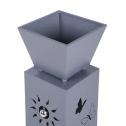 Garden Pleasure Pflanzsäule mit Blumenmotiv NOVELLA Eisen, grau,