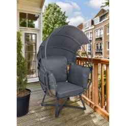 Garden Pleasure Relaxsessel DELOS Stahl, Polyester, anthrazit