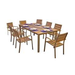 Garden Pleasure Tischgruppe FLORENCE, 9tlg. Aluminium, Polystyrol, Nonwood