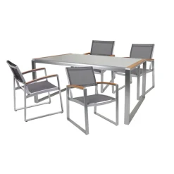 Garden Pleasure Tischgruppe AVA 5-tlg. Aluminium, Nonwood, Kunststoffgewebe