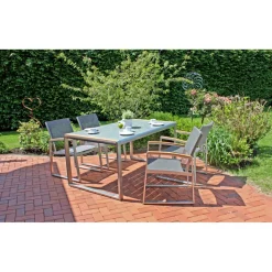 Garden Pleasure Tischgruppe AVA 5-tlg. Aluminium, Nonwood, Kunststoffgewebe