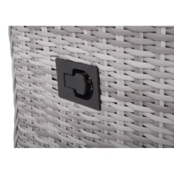 Garden Pleasure Tischgruppe LYON, 6-tlg., grau Alu / Kunststoffgeflecht, halbrund