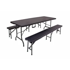 Garden Pleasure Tisch-Set VENTANA, 3-teilig Stahl / Kunststoff HDPE, schwarz