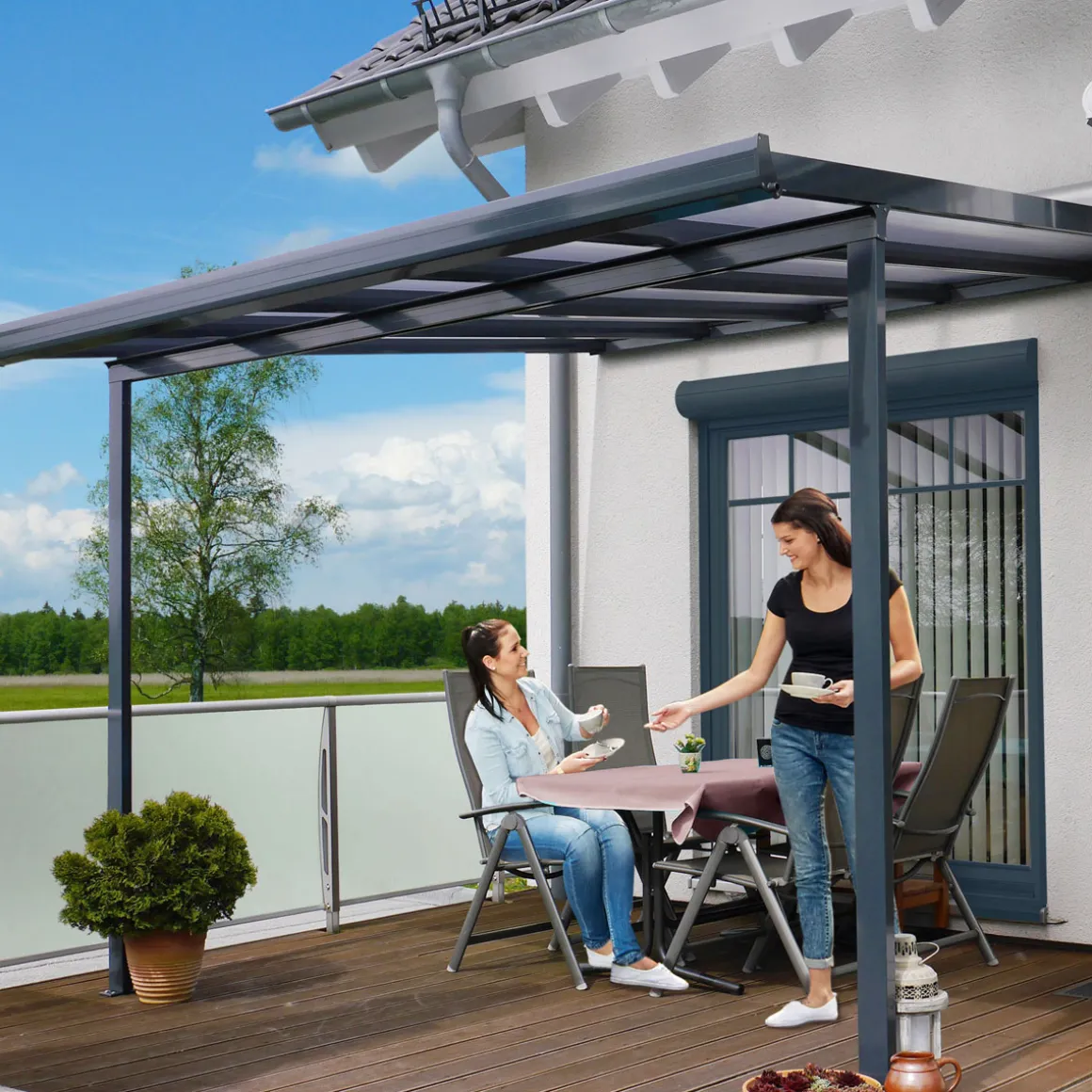 gutta Terrassenüberdachung Standard anthrazit 306 x 406 cm