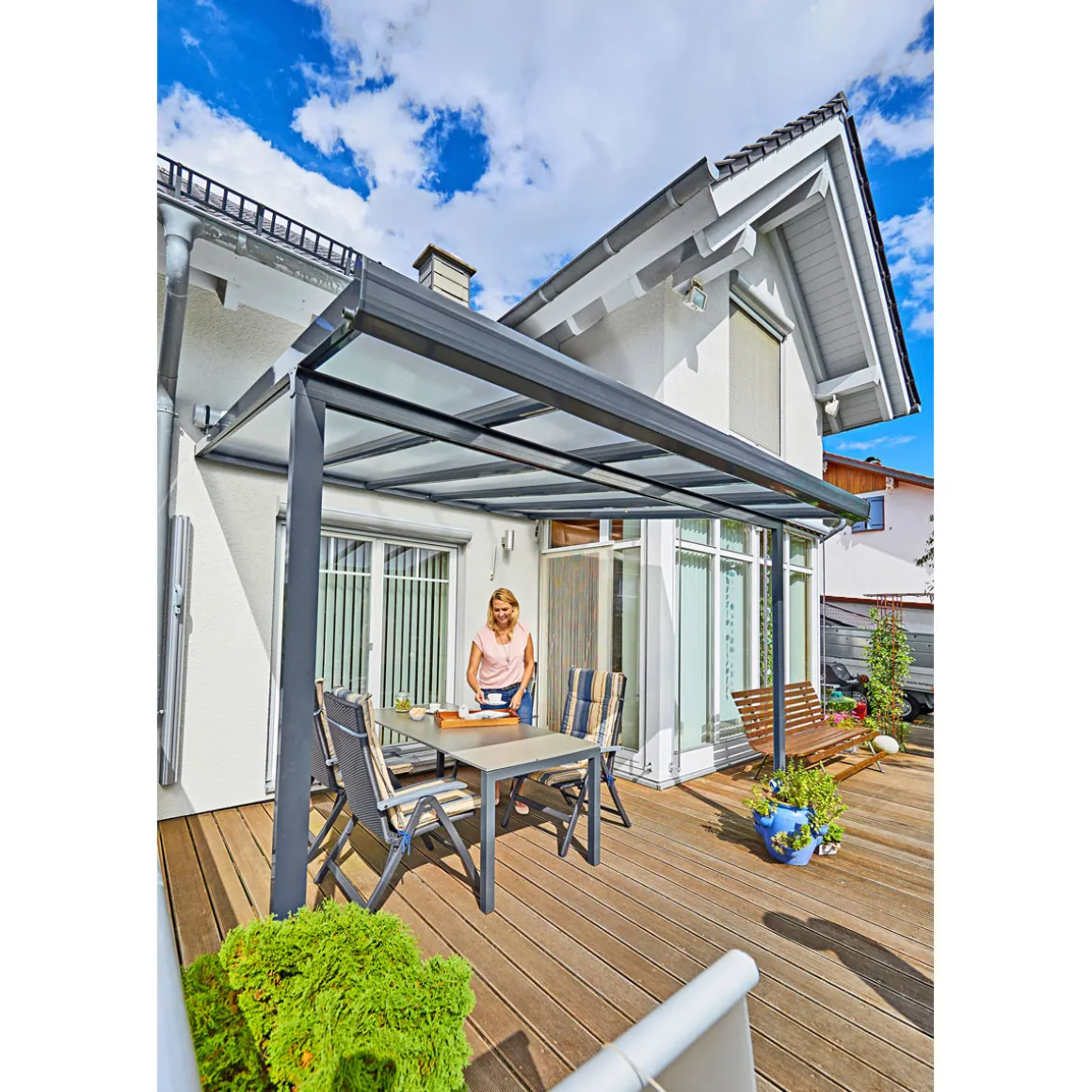 gutta Terrassenüberdachung Standard anthrazit 3,06 x 3,06 m