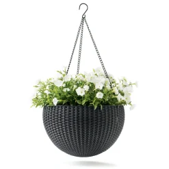 Haveson Rattan-Pflanzampel Durchmesser 35 cm anthrazit