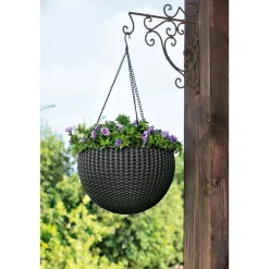 Haveson Rattan-Pflanzampel Durchmesser 35 cm anthrazit