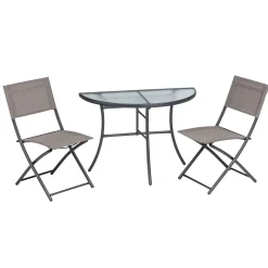 Haveson Balkon-Set Brüssel anthrazit bestehend aus 2 Stühlen und 1 Tisch