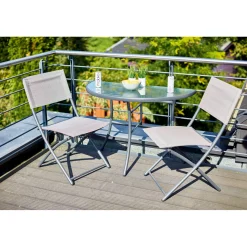 Haveson Balkon-Set Brüssel anthrazit bestehend aus 2 Stühlen und 1 Tisch