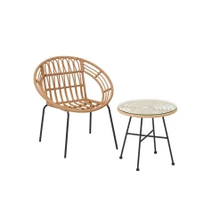 Haveson Beistelltisch Bali schwarz-braun-meliert