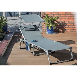 Haveson Dreibeinliege Klappliege XXL mit Sonnendach