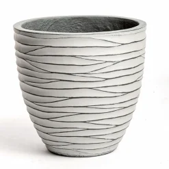 Haveson Pflanzgefäß Big Groove rund Durchmesser 28 x 27 cm Light cement