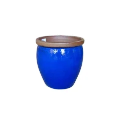 Haveson Pflanztopf Big Pot blau glasiert Durchmesser 30 x 30 cm