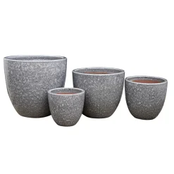 Haveson Pflanztopf Eggpot glasierter Stein hellgrau 34 x 34 x 30 cm