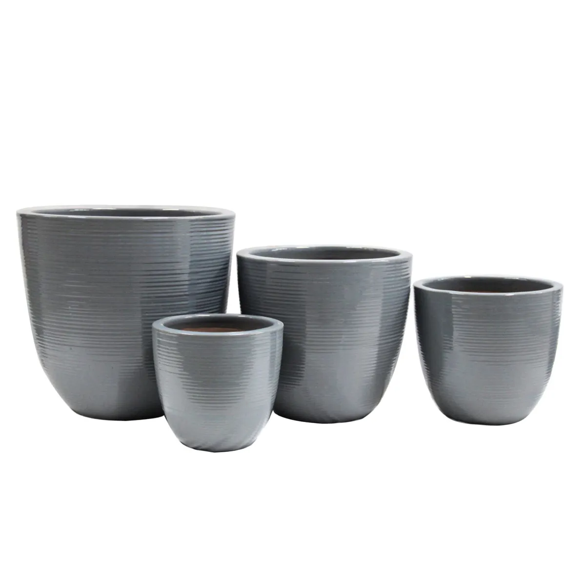 Haveson Pflanztopf Feine Rille 41 x 40 cm grau glasiert