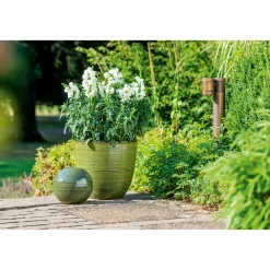 Haveson Pflanztopf Feine Rille grün Durchmesser 28 x 27 cm