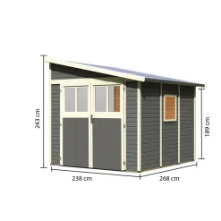 Karibu Blockbohlenhaus Bomlitz 3 terragrau