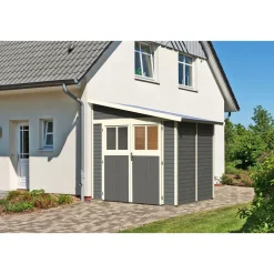 Karibu Blockbohlenhaus Bomlitz 2 terragrau