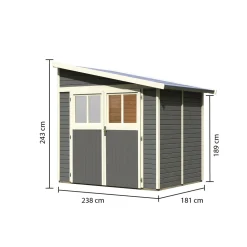 Karibu Blockbohlenhaus Bomlitz 2 terragrau