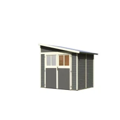 Karibu Blockbohlenhaus Bomlitz 2 terragrau