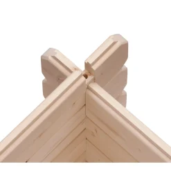 Karibu Blockbohlenhaus Bastrup 2 naturbelassen mit Anbaudach und Seiten